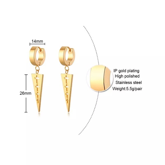 1 Pair Stainless Steel Triangle Unisex Earring - Picture 5 of 5